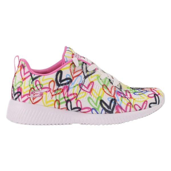 Buty na co dzień damskie SKECHERS BOBS SQUAD sportowe ozdobne. Białe obuwie sportowe damskie Skechers, bez wzorów, bez zapięcia, trekkingowe, Skechers Sport. Za 243.00 zł.