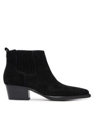 Guess Sztyblety FLTWYI SUE10 Czarny. Czarne botki damskie Guess, z aplikacjami, ze skóry, bez obcasa, na słupku, bez zapięcia. Za 674.99 zł.