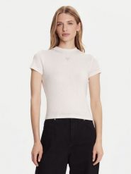 Guess T-Shirt W5BP07 KCGM2 Écru Slim Fit. T-shirty damskie Guess, l, z aplikacjami, z syntetyku, bez kołnierzyka, bez ramiączek. Za 89.99 zł.
