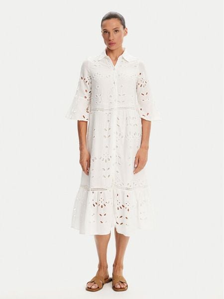 Iconique Sukienka koszulowa IC25-005 Biały Relaxed Fit. Białe sukienki damskie Iconique, s, bez wzorów, z bawełny, bez kołnierzyka, bez ramiączek, koszulowe. Za 309.99 zł.