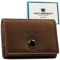 Brązowy portfel damski odszyty ze skóry naturalnej i ekologicznej PTN PS445-HNL Peterson. Brązowe portfele damskie Peterson, ze skóry. Za 119.99 zł.