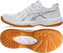 Asics Buty do siatkówki Upcourt 6, białe, r. 40.5 (1072A107 100). Białe buty sportowe męskie Asics, bez wzorów, bez zapięcia, do siatkówki. Za 251.81 zł.