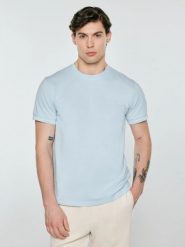 Koszulka męska bawełniana z subtelnym nadrukiem błękitna Wlader 400. Niebieskie t-shirty męskie BIG STAR, l, bez wzorów, z bawełny, bez kołnierzyka, bez ramiączek. Za 99.99 zł.