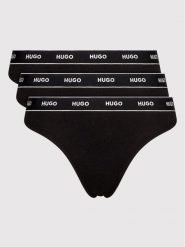 Hugo Komplet 3 par stringów 50469681 Czarny. Czarne majtki damskie Hugo, z bawełny. Za 119.99 zł.