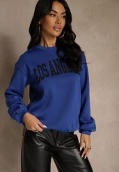 Niebieska Bluza z Bawełną Ozdobiona Napisem Fezolda. Niebieskie bluzy damskie Renee, m, bez wzorów, z bawełny, casualowe, bez ramiączek, bez kaptura. Za 59.99 zł.