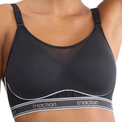Stanik do biegania Cardio Breeze z wysoki poziomem podtrzymywania. Czarne bielizna sportowa damska Triumph, bez wzorów, z elastanu. Za 311.00 zł.