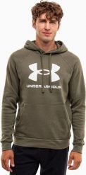Under Armour Bluza z kapturem kangurka męska Under Armour Rival Fleece Logo HD oliwkowa 1379758 390 L. Zielone bluzy męskie Under Armour, l, bez wzorów, bez ramiączek, z kapturem. Za 236.05 zł.