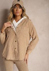Beżowa Klasyczna Koszula Sztruksowa Nevettis. Brązowe koszule damskie Renee, xl, bez wzorów, ze sztruksu, klasyczne, bez kołnierzyka, bez ramiączek. Za 49.99 zł.