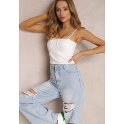 Biały Top Gorsetowy Phellusa. Białe topy damskie Renee, s, bez wzorów, z bawełny, bez kołnierzyka, bez ramiączek. Za 74.99 zł.