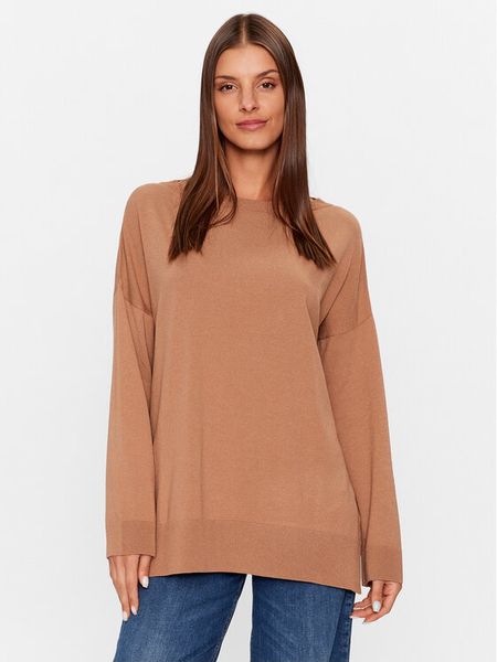Kontatto Sweter 3M1141 Brązowy Regular Fit. Brązowe swetry nierozpinane damskie Kontatto, m, bez wzorów, z syntetyku, bez kołnierzyka, bez ramiączek. Za 259.99 zł.