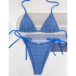 Bikini z wiązaniem na plażę i basen Folkea. Zielone bikini Intica, bez wzorów, z materiału. Za 119.00 zł.