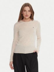 Tommy Hilfiger Sweter WW0WW40264 Écru Regular Fit. Swetry nierozpinane damskie Tommy Hilfiger, l, bez wzorów, z wełny, bez kołnierzyka, bez ramiączek. Za 519.99 zł.