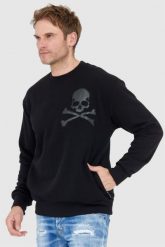 PHILIPP PLEIN Czarna bluza męska ls skull. Czarne bluzy męskie Philipp Plein, l, bez wzorów, bez ramiączek, bez kaptura. W wyprzedaży za 1,599.99 zł.