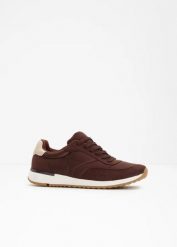 Sneakersy. Brązowe obuwie sportowe damskie bonprix, bez wzorów, z satyny, bez zapięcia. Za 129.99 zł.
