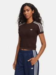 Adidas T-Shirt Knitted Crochet Cali KC6480 Brązowy Slim Fit. Brązowe t-shirty damskie Adidas, s, bez wzorów, z syntetyku, bez kołnierzyka, bez ramiączek. Za 152.99 zł.