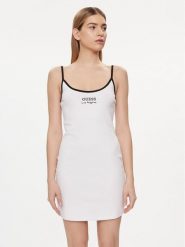 Guess Sukienka codzienna E4GK00 KBP41 Biały Slim Fit. Białe sukienki damskie Guess, na co dzień, m, z aplikacjami, z bawełny, bez kołnierzyka, bez ramiączek, proste. Za 149.99 zł.