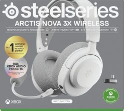 Steelseries Arctis Nova 3X Zestaw słuchawkowy Bezprzewodowy Opaska na głowę Muzyka/dzień powszedni Bluetooth Biały. Białe słuchawki bezprzewodowe STEELSERIES. Za 436.69 zł.