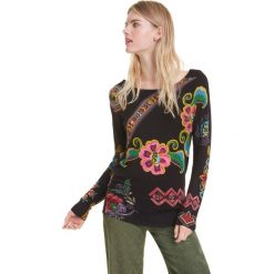 Desigual Kira Sweter Czarny. Czarne swetry nierozpinane damskie Desigual, l, z aplikacjami, z materiału, bez kołnierzyka, bez ramiączek. Za 378.95 zł.