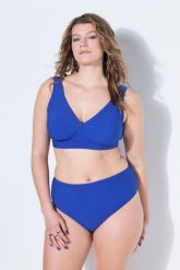 Damskie Góra od bikini faktura miękkie miseczki. Niebieskie stroje kąpielowe damskie Ulla Popken, plus size, bez wzorów, z elastanu. Za 139.99 zł.