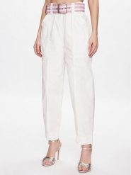 Pinko Spodnie materiałowe Rigore 100685 A0I4 Biały Relaxed Fit. Białe spodnie materiałowe damskie Pinko, bez wzorów, z bawełny. Za 829.99 zł.