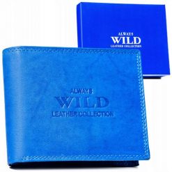Portfel skórzany Always Wild AW-N6-MAL niebieski. Niebieskie portfele damskie Always Wild, ze skóry. Za 45.00 zł.