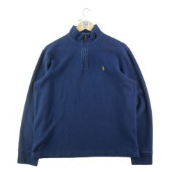 Second life - Sweter męski z półgolfem quarter-zip Polo Ralph Lauren - Jak nowy. Niebieskie swetry męskie Ralph Lauren, m, bez wzorów, z materiału, eleganckie, bez kołnierzyka, bez ramiączek. Za 212.96 zł.