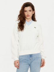 Lacoste Sweter AF5622 Écru Regular Fit. Swetry nierozpinane damskie Lacoste, bez wzorów, z bawełny, bez kołnierzyka, bez ramiączek. Za 349.99 zł.
