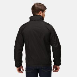 Kurtka Przeciwdeszczowa Męska Dover. Czarne kurtki męskie Regatta, m, bez wzorów, z materiału, z kapturem. Za 145.99 zł.