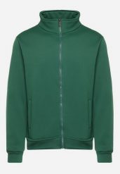 Zielona Bluza z Bawełną Zapinana na Suwak Wykończona Polarem Oadela. Zielone bluzy męskie Born2be, l, bez wzorów, z bawełny, eleganckie, bez ramiączek, bez kaptura. Za 84.99 zł.