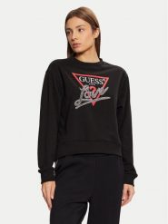 Guess Bluza W5RQ04 KB683 Czarny Regular Fit. Czarne bluzy damskie Guess, s, z aplikacjami, z syntetyku, bez ramiączek, bez kaptura. Za 219.99 zł.