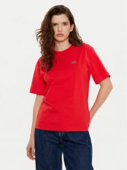 Lacoste T-Shirt TF7215 Czerwony Regular Fit. Czerwone t-shirty damskie Lacoste, bez wzorów, z bawełny, bez kołnierzyka, bez ramiączek. Za 179.99 zł.