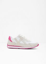 Sneakersy. Białe obuwie sportowe damskie bonprix, bez wzorów, bez zapięcia. Za 124.99 zł.
