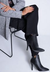 Czarne Botki Vices na Szpilce z Skóry Ekologicznej ze Szpiczastym Noskiem Yegene. Czarne botki damskie Renee, bez wzorów, z jeansu, glamour, ze szpiczastym noskiem, bez obcasa, na obcasie, bez zapięcia. Za 119.99 zł.