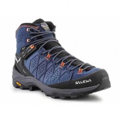 Buty trekkingowe męskie Salewa MS Alp Trainer 2 Mid Gtx. Czarne buty zimowe męskie Salewa, bez wzorów, z materiału, za kostkę, bez obcasa, bez zapięcia. Za 1,077.00 zł.