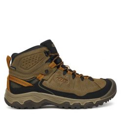 Trekkingi Keen. Zielone botki męskie Keen, bez wzorów, sportowe, bez obcasa, bez zapięcia. Za 599.99 zł.