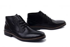 RIEKER 33207-00 black, trzewiki męskie. Czarne botki męskie Rieker, na zimę, bez wzorów, bez obcasa, bez zapięcia. Za 419.90 zł.
