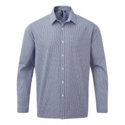 Męska Koszula Z Długim Rękawem Gingham Micro Checked. Białe koszule męskie PREMIER, m, bez wzorów, casualowe, bez kołnierzyka, bez ramiączek. Za 120.99 zł.