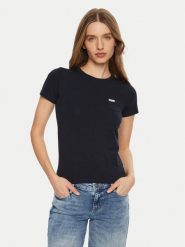 Guess Jeans T-Shirt W5RI52 J1314 Granatowy Slim Fit. Niebieskie t-shirty damskie Guess Jeans, l, z aplikacjami, z bawełny, bez kołnierzyka, bez ramiączek. Za 139.99 zł.