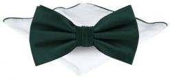 Mucha Męska z Poszetką - Chattier - Zieleń Butelkowa, Bez Wzoru. Zielone krawaty i muchy Chattier, bez wzorów, eleganckie. Za 65.00 zł.