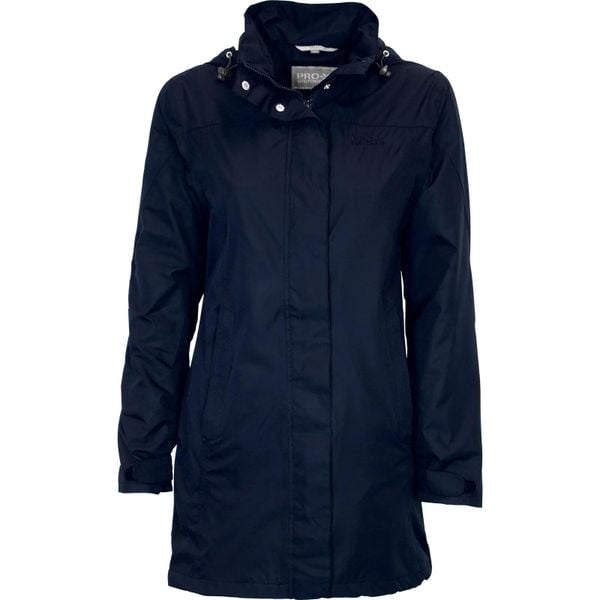 Płaszcz damski Pro-X Elements Jenna. Niebieskie płaszcze damskie PRO-X ELEMENTS, bez wzorów, z materiału, bez kołnierzyka, z kapturem. Za 411.50 zł.
