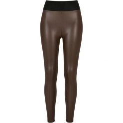 Legginsy Damskie Ze Skóry Ekologicznej Z Wysokim Stanem. Brązowe legginsy damskie Urban Classics, bez wzorów, ze skóry ekologicznej. Za 137.99 zł.