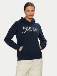 Tommy Jeans Bluza DW0DW20170 Granatowy Regular Fit. Niebieskie bluzy damskie Tommy Jeans, xl, bez wzorów, z bawełny, bez ramiączek, bez kaptura. Za 219.99 zł.