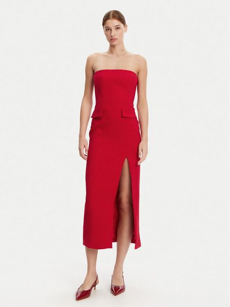 Bardot Sukienka koktajlowa 59728DB Czerwony Slim Fit. Czerwone sukienki damskie Bardot, bez wzorów, z syntetyku, wizytowe, bez kołnierzyka, bez ramiączek. Za 329.99 zł.