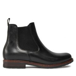 Sztyblety Tamaris. Czarne botki damskie Tamaris, bez wzorów, bez obcasa, na płaskiej podeszwie, bez zapięcia. Za 499.99 zł.