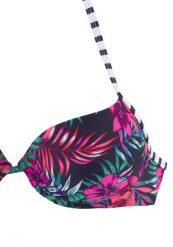 Stanik kąpielowy push-up damski Lascana Summer. Niebieskie stroje kąpielowe damskie Venice Beach, bez wzorów, z materiału. Za 208.80 zł.