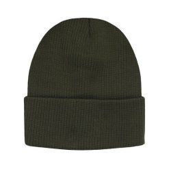 Jednokolorowa Czapka Zimowa Typu Beanie – Zimowa - Oliwkowa. Zielone czapki męskie His Story, na jesień, bez wzorów. Za 40.00 zł.