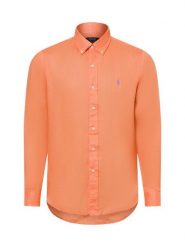 Polo Ralph Lauren koszula lniana na co dzień Mężczyźni Modern Fit len pomarańczowy, M. Brązowe koszule męskie Polo Ralph Lauren, m, bez wzorów, ze lnu, eleganckie, bez kołnierzyka, bez ramiączek. Za 649.95 zł.