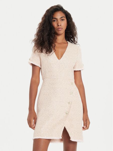 TWINSET Sukienka dzianinowa 241TP2425 Różowy Slim Fit. Czerwone sukienki damskie Twinset, bez wzorów, z dzianiny, bez kołnierzyka, bez ramiączek. Za 759.99 zł.