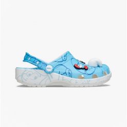 Klapki sandały chodaki damskie Crocs Smurfs Smerfy. Białe klapki damskie Crocs, bez wzorów, z materiału, sportowe, bez obcasa, bez zapięcia. Za 219.00 zł.