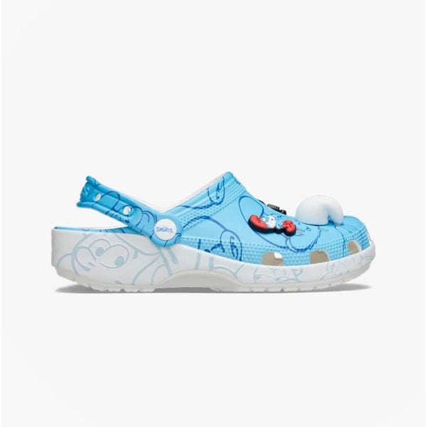 Klapki sandały chodaki damskie Crocs Smurfs Smerfy. Białe klapki damskie Crocs, bez wzorów, z materiału, sportowe, bez obcasa, bez zapięcia. Za 219.00 zł.